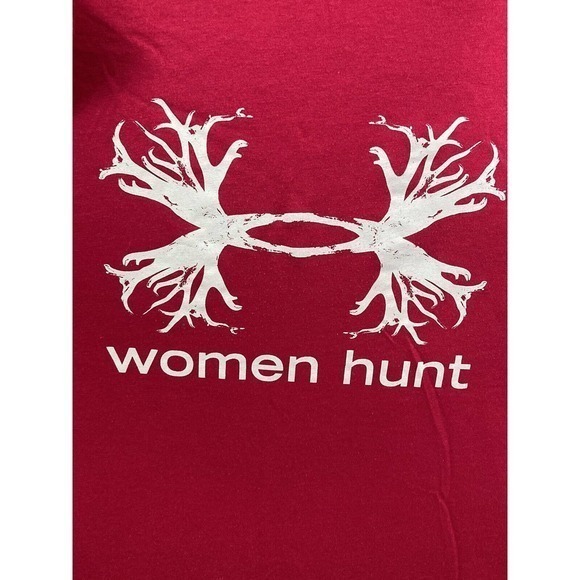 Under Armour Shirt Womens Small Pink Semi Fitted Hunting Short Sleeve Crew Neck - Picture 3 of 10